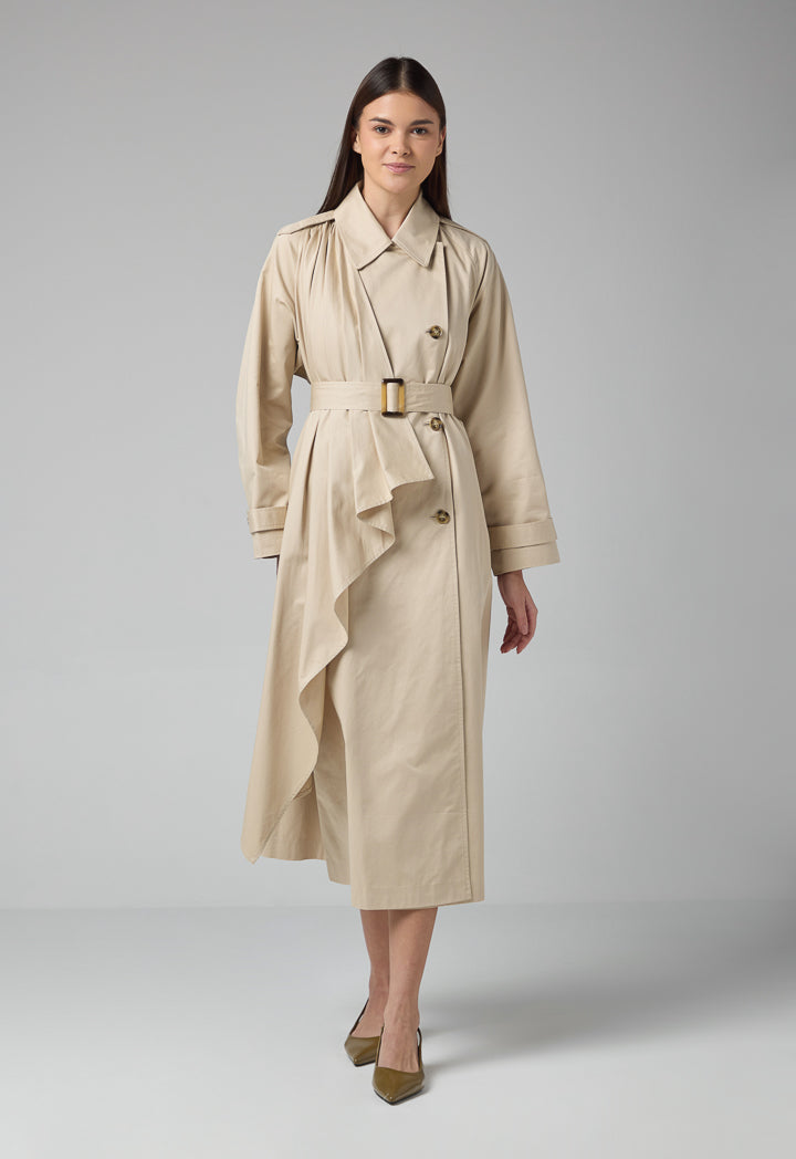 Choice Oversized Trench Coat With Shirt Collar Beige