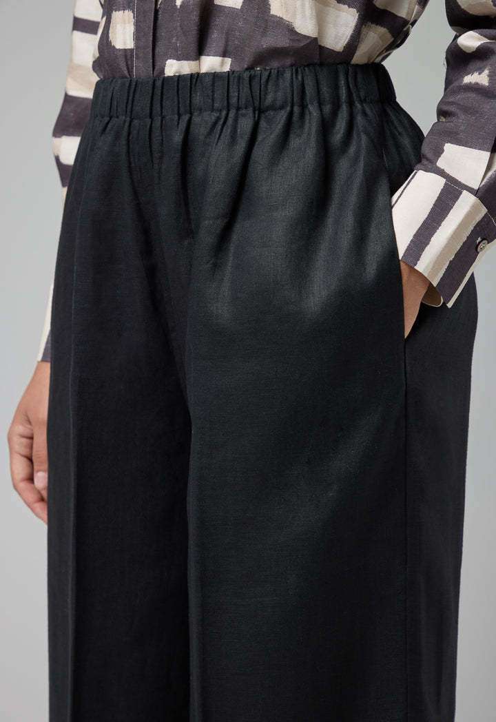 Choice Solid Wide Legs Trousers Black