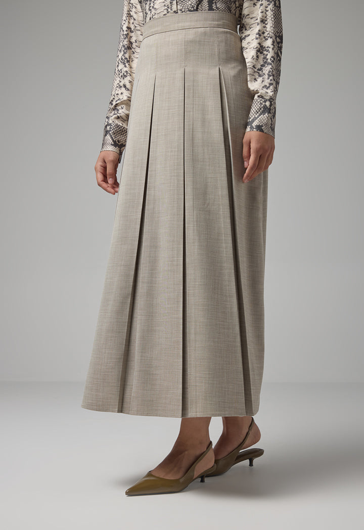 Choice Box Pleated Solid Skirt Grey