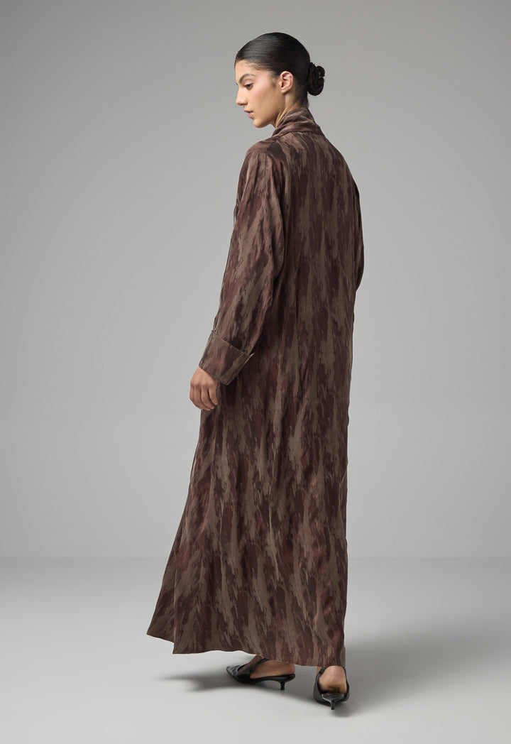 Choice Contrast Oversized Maxi Abaya With Hijab Brown