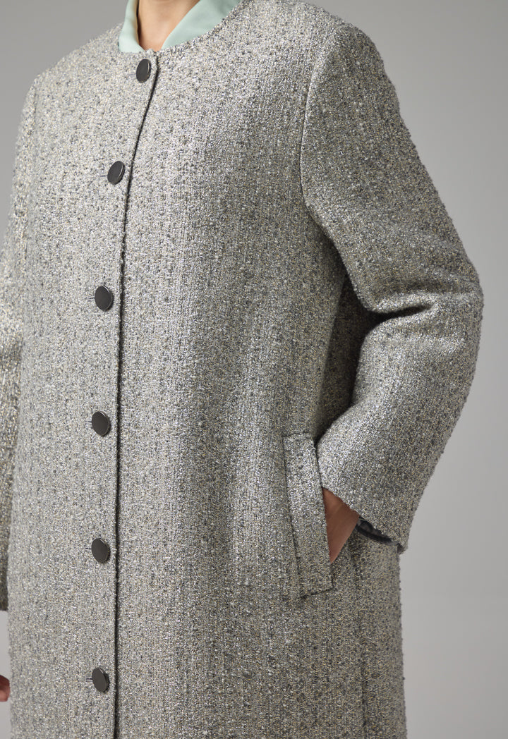 Choice Tweed Lurex Maxi Jacket  Grey