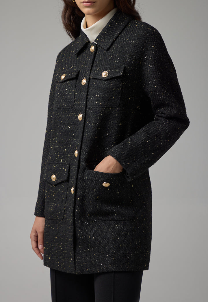 Choice Tweed Lurex Long Sleeves Jacket Black