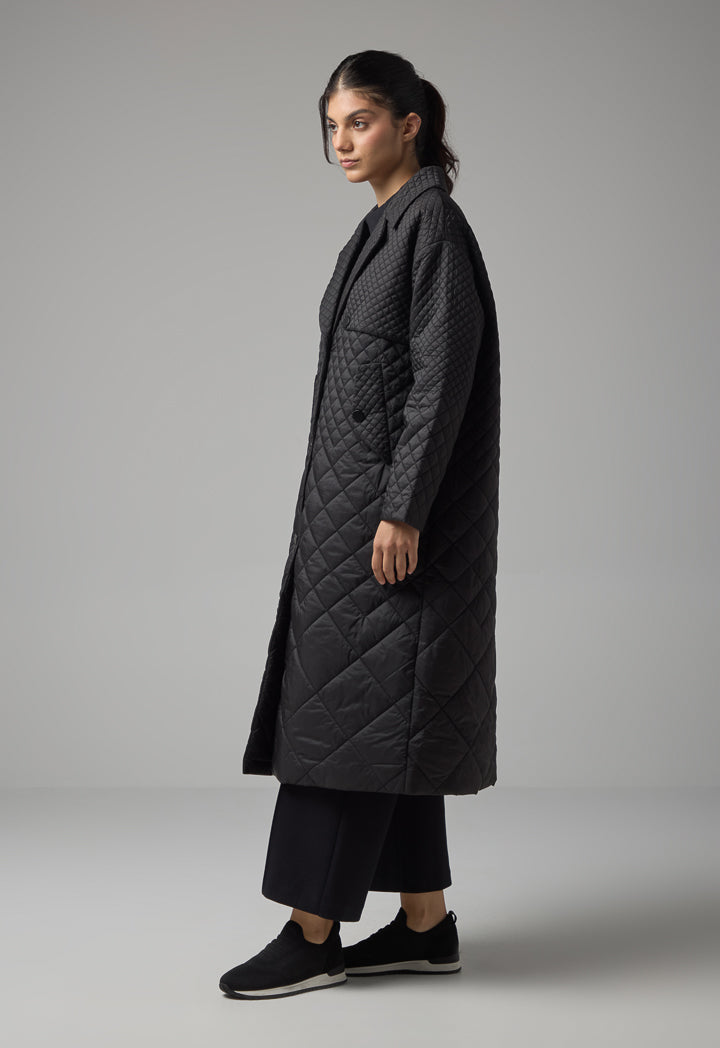 Choice Quilted Midi Winter Coat Black