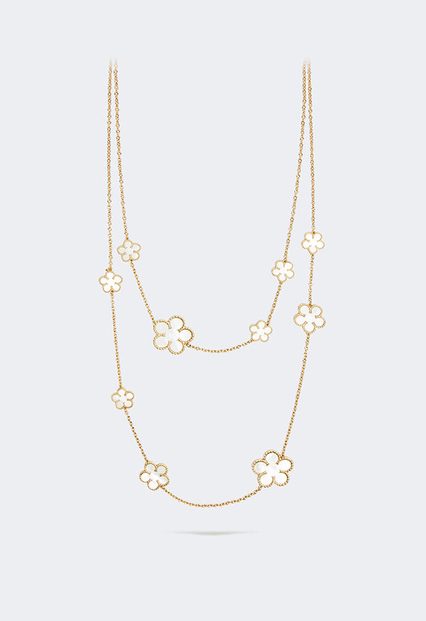 Choice Floral Opera Necklace White