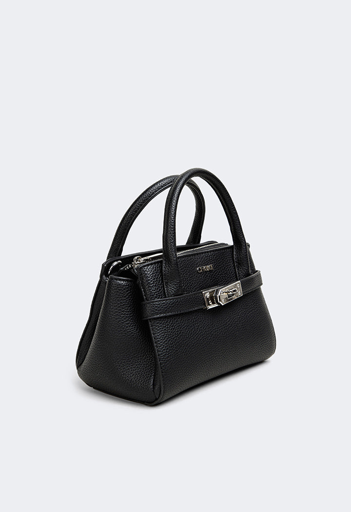 Choice Iconic Metallic Turn Lock Handbag Black