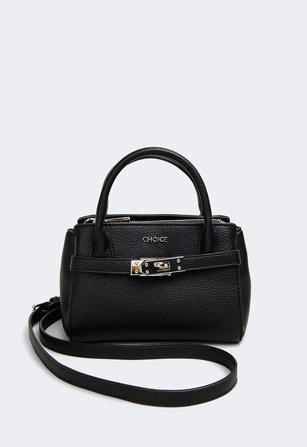 Choice Iconic Metallic Turn Lock Handbag Black