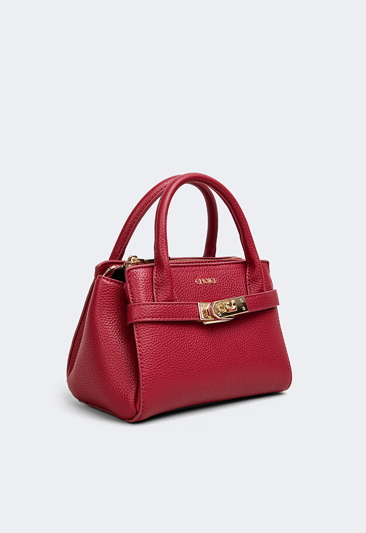 Choice Iconic Metallic Turn Lock Handbag Burgundy