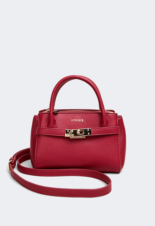 Choice Iconic Metallic Turn Lock Handbag Burgundy