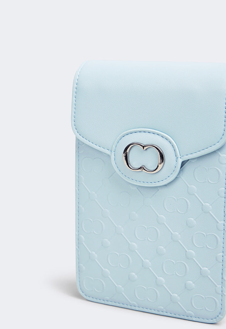 Choice Embossed Monogram Cross Body Bag Light Blue