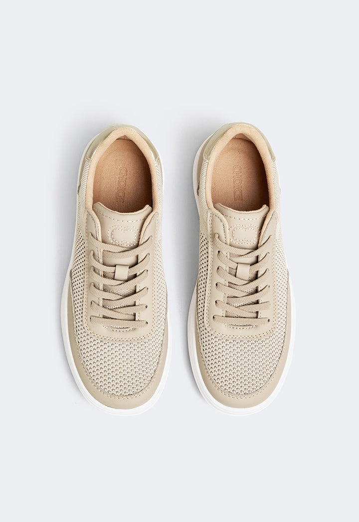 Choice Embroidered Metallic Sneakers Beige