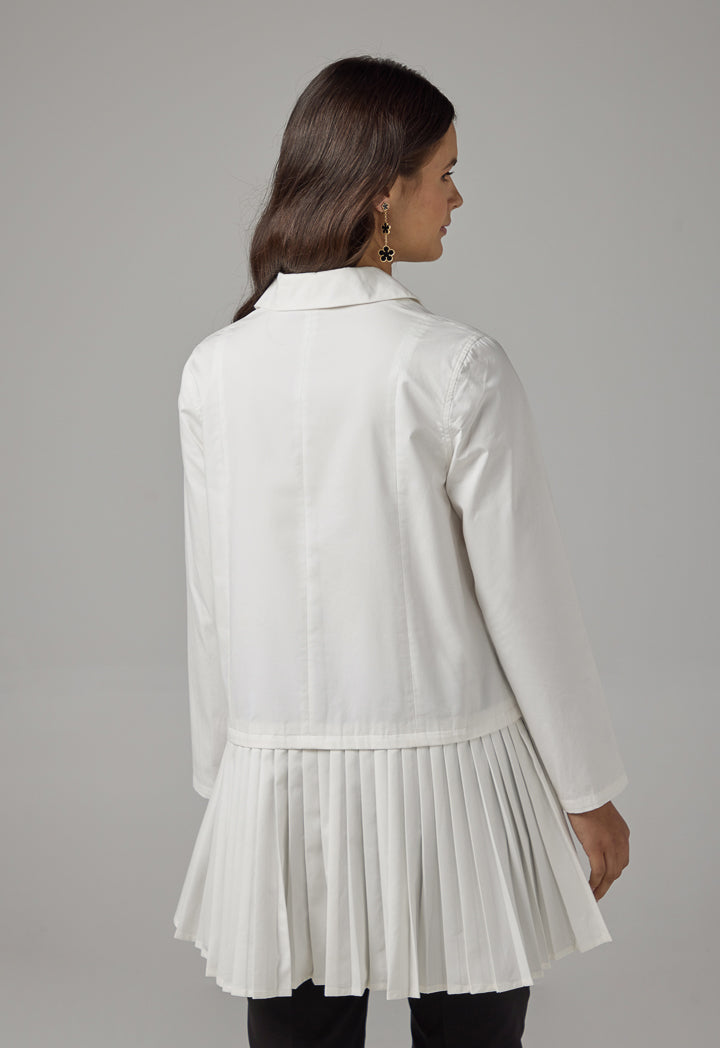 Choice Solid Pleated Dress Off White