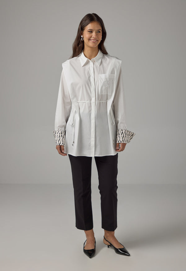 Choice Solid Embroidered Monogram Shirt Off White