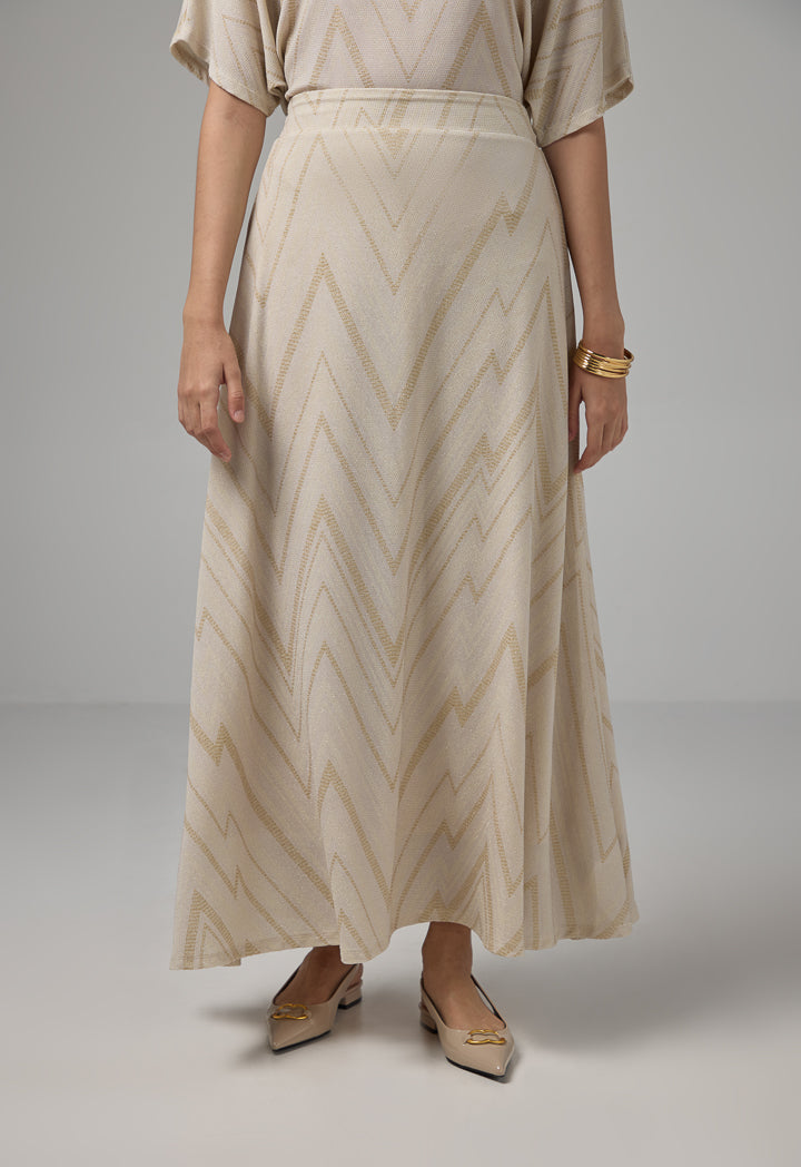 Choice Striped Lurex Maxi Skirt Sand