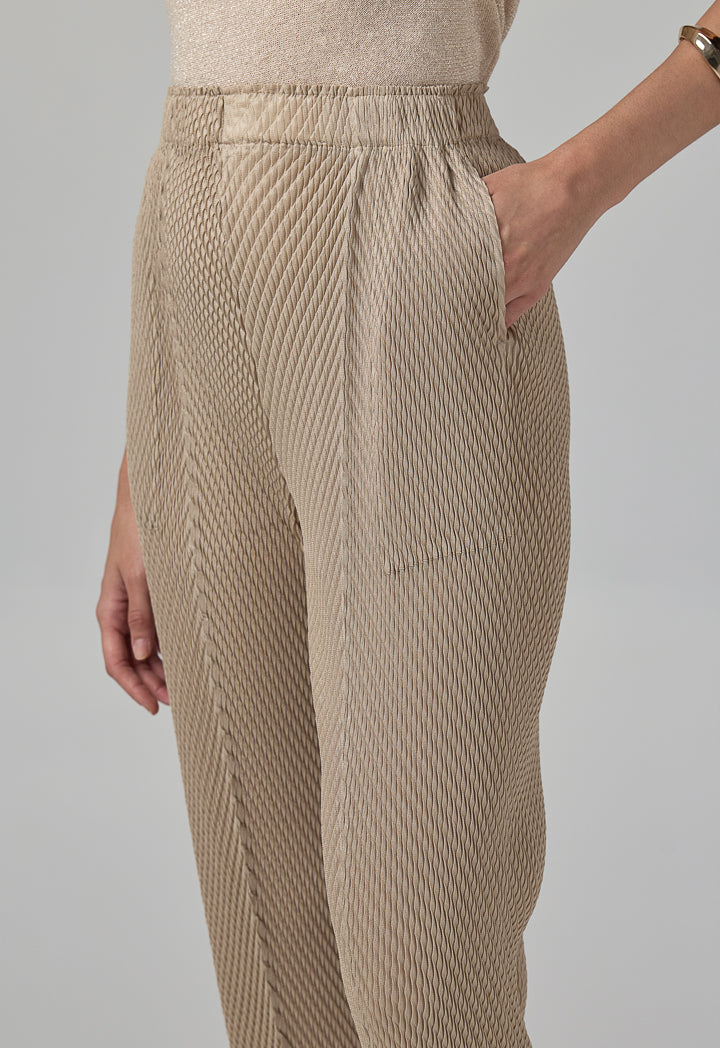 Choice Straight Cut Pleated Trousers Beige