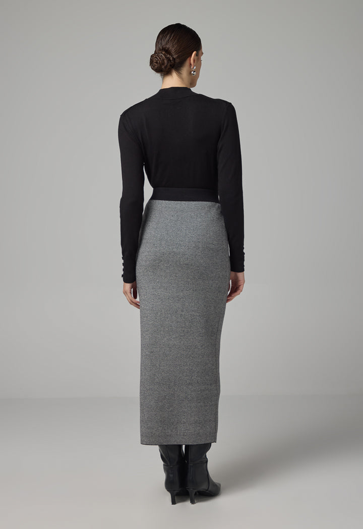 Choice Knitted Straight Cut Solid Skirt Black