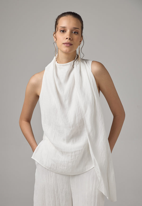 Choice Crinkled Sleeveless Top Off White