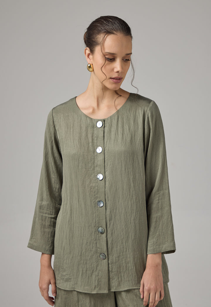 Choice Crinkled Regular Fit Shirt Olive