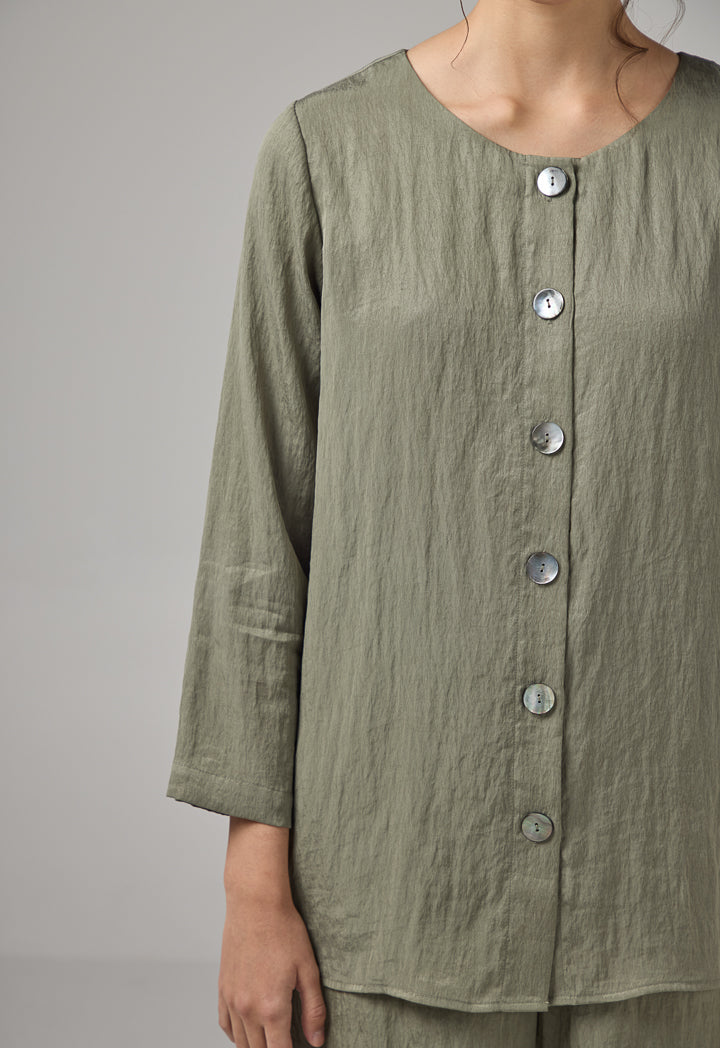 Choice Crinkled Regular Fit Shirt Olive