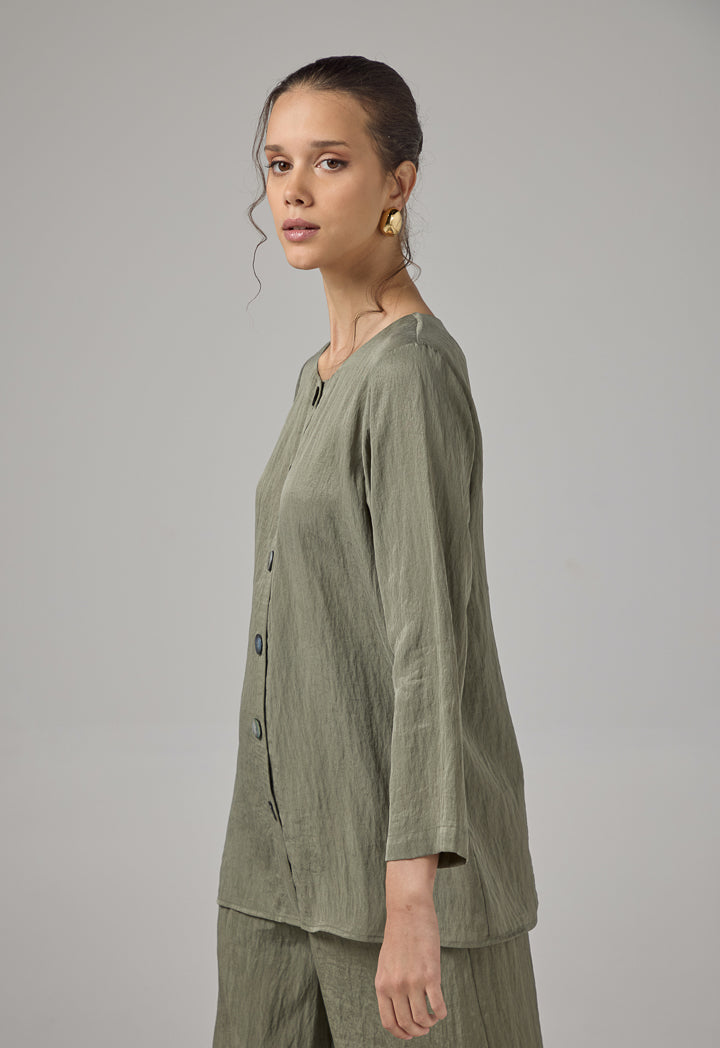 Choice Crinkled Regular Fit Shirt Olive