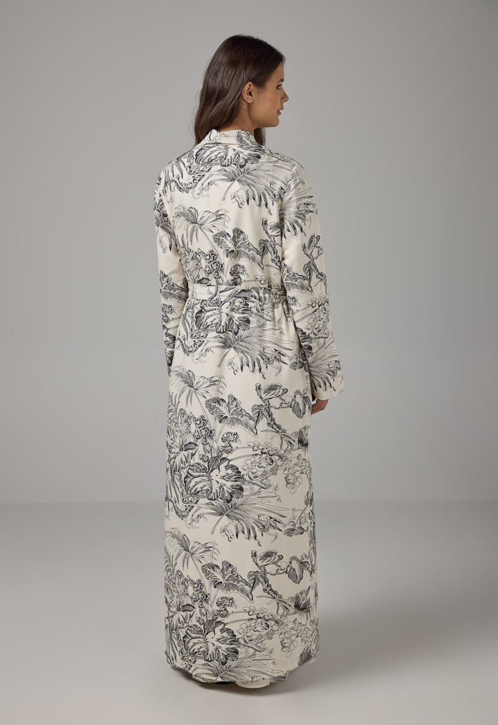 Choice Printed Belted Maxi Abaya Multi Color