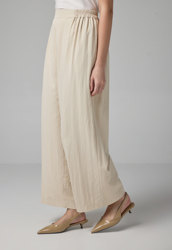 Choice Straight Wide Leg Basic Trousers Beige