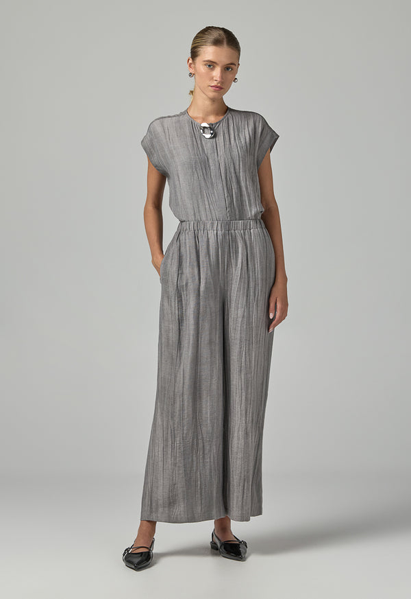 Choice Crinkled Straight Cut Trousers  Grey