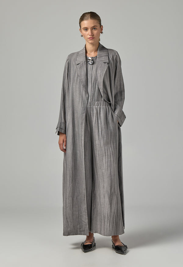 Choice Crinkled Straight Cut Trousers  Grey