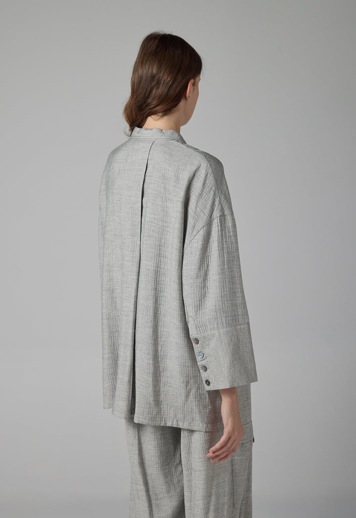 Choice High-Low Long Sleeve Crinkled Shirt Grey