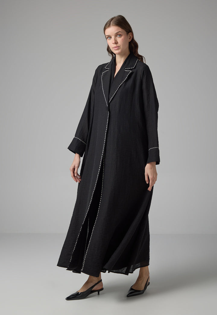 Choice Solid Crinkled Oversized Abaya With Hijab Black