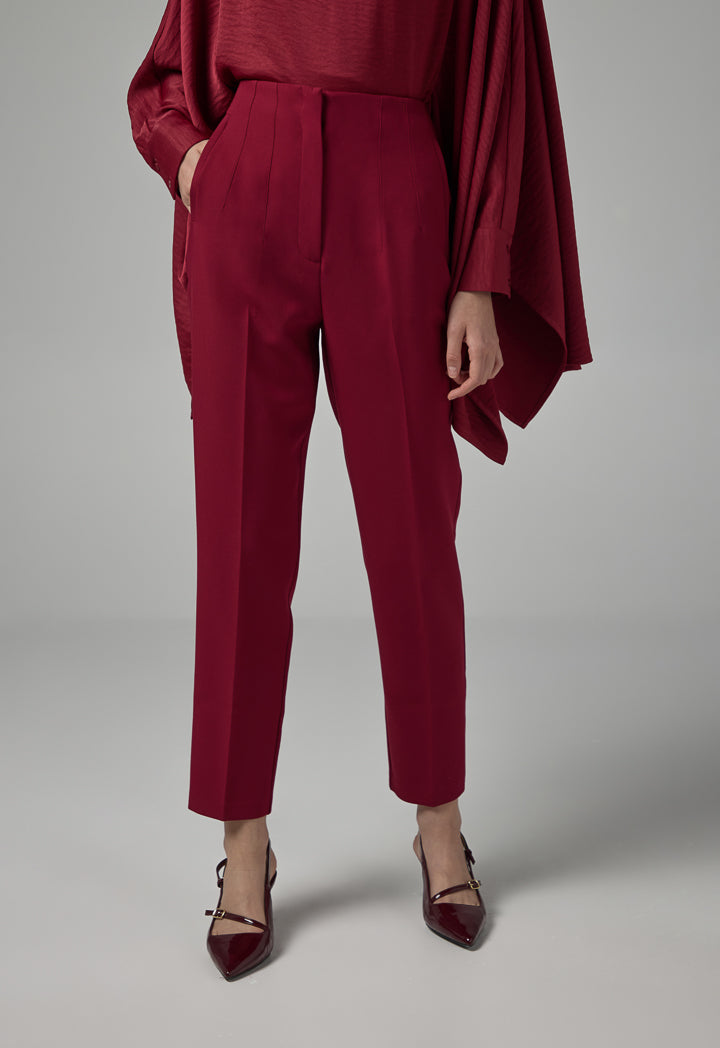 Choice Basic High-Waist Trousers Burgundy