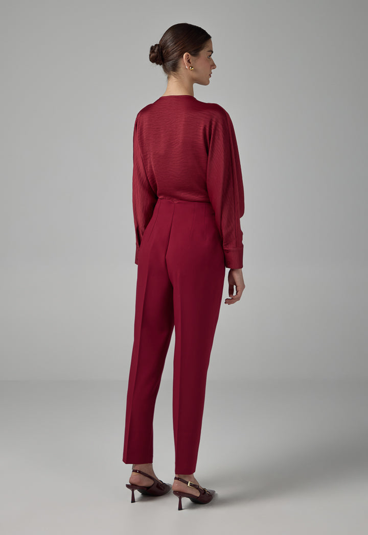 Choice Basic High-Waist Trousers Burgundy