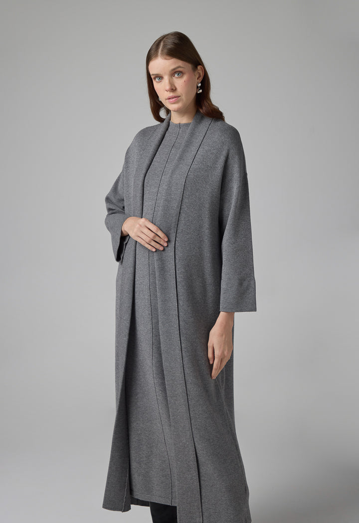 Choice Solid Drop Shoulder Knitted Winter Abaya Silver