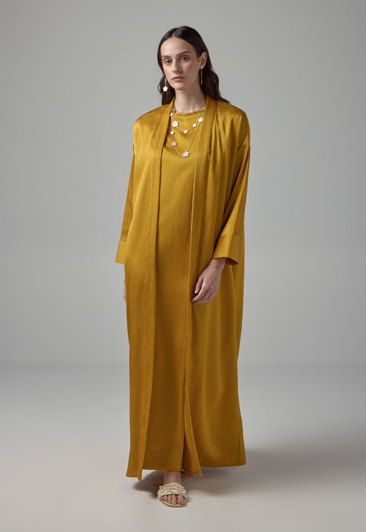 Choice Crinkled Drop Shoulder Maxi Abaya Gold