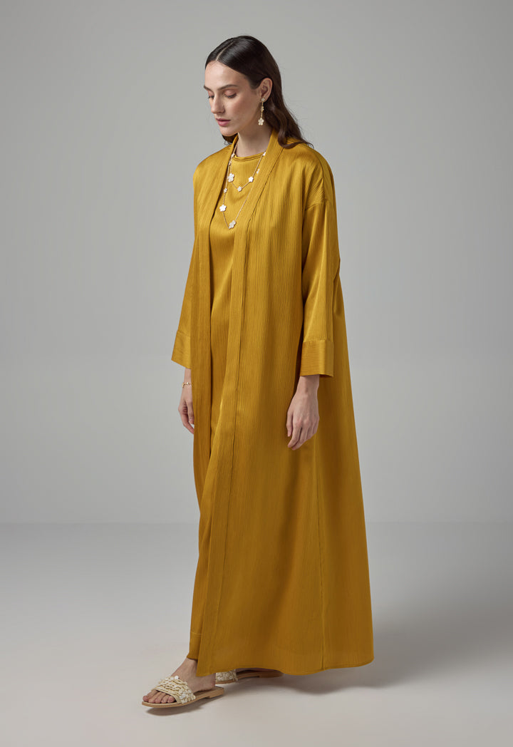 Choice Crinkled Drop Shoulder Maxi Abaya Gold