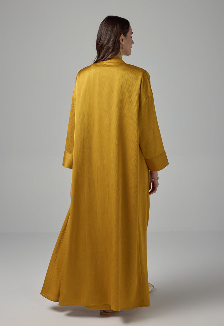 Choice Crinkled Drop Shoulder Maxi Abaya Gold