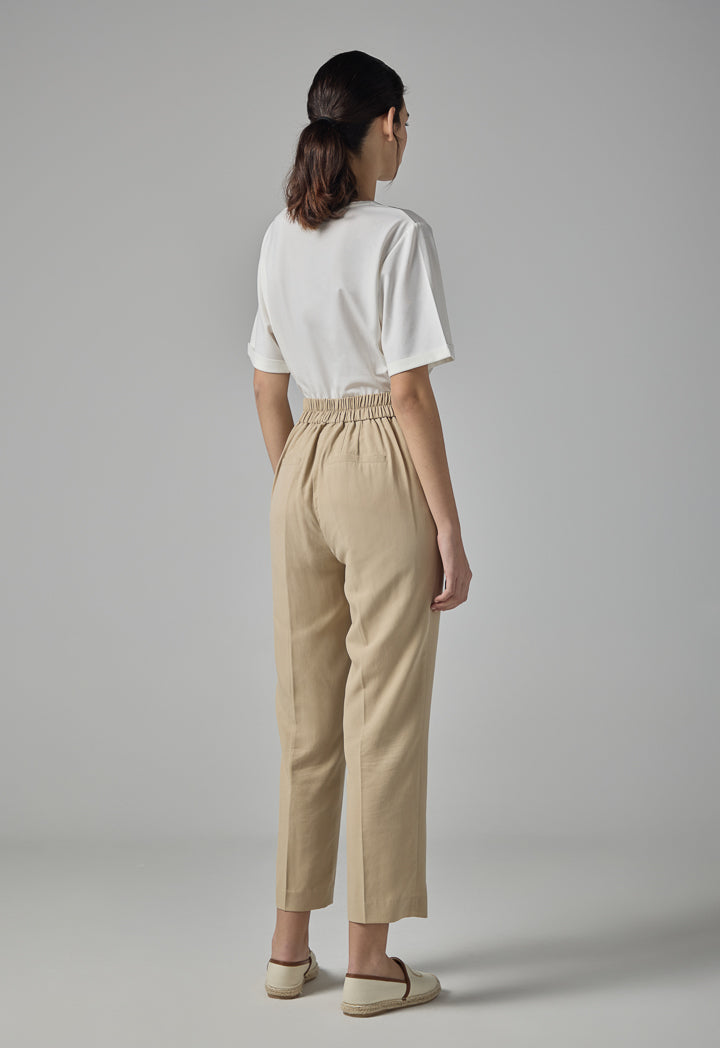 Choice Single Tone Straight Leg Trousers Beige