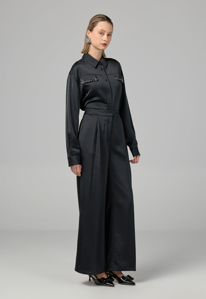 Choice Basic Wide Leg Trousers Black