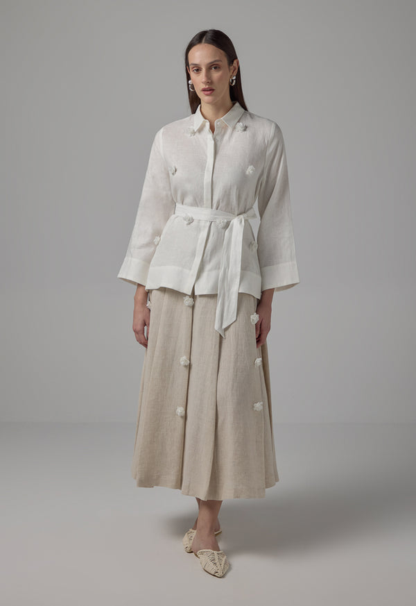 Choice Long Sleeve Linen Shirt Off White