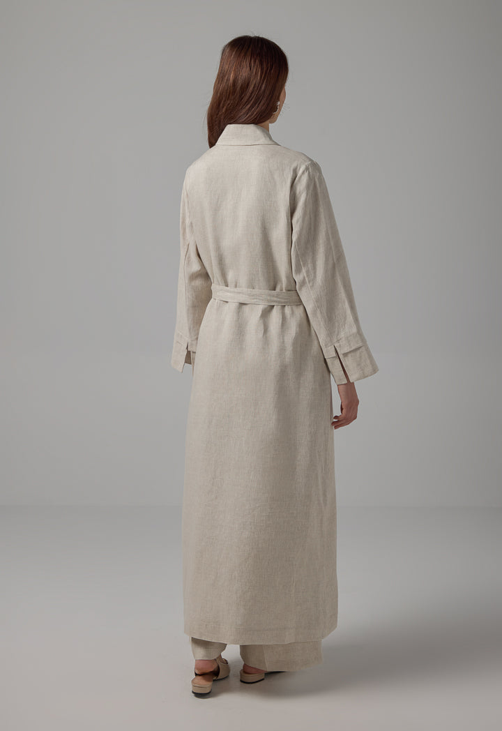 Choice Basic Belted Maxi Abaya Beige