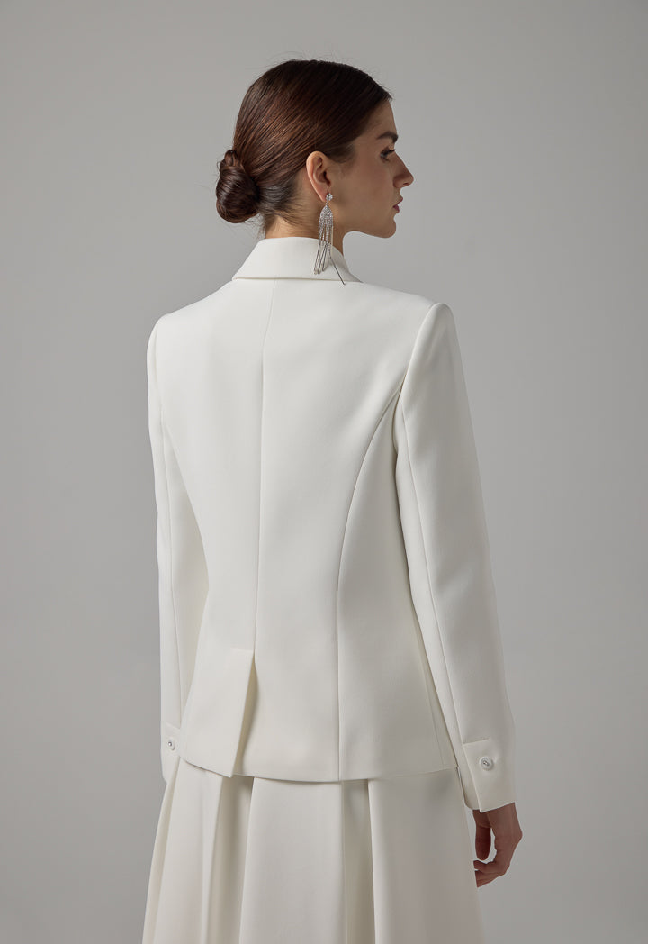 Choice Solid Single Breasted Blazer Off White