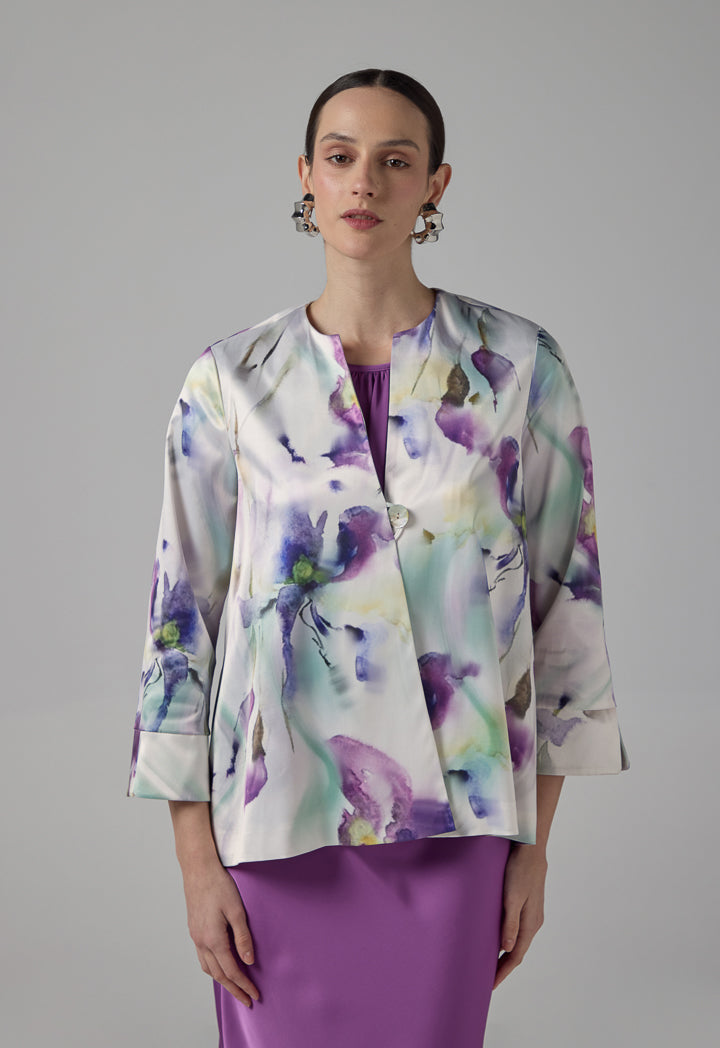 Choice Printed Long Sleeve Jacket Multi Color