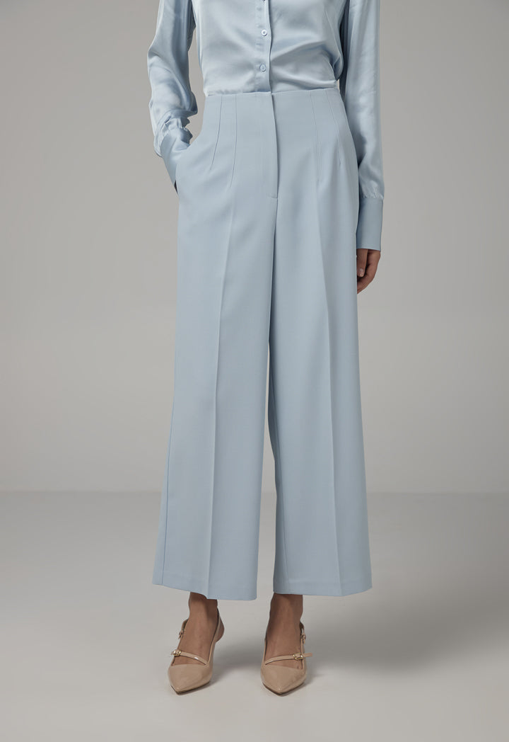 Choice Solid Wide Leg Trousers Blue