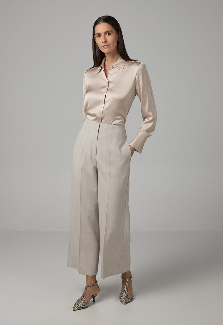 Choice Solid Wide Leg Trousers Cream