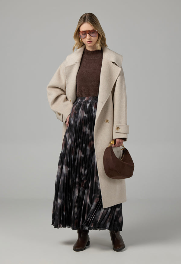 Choice Printed Pleated Flared Skirt Multi Color