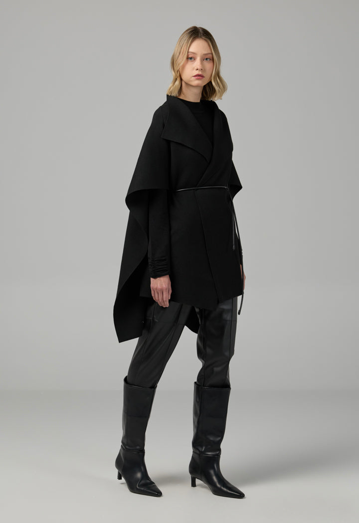 Choice Solid Knitted Cape Black