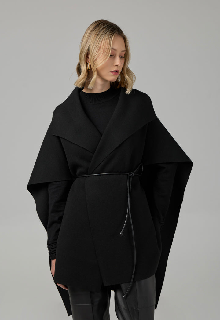 Choice Solid Knitted Cape Black