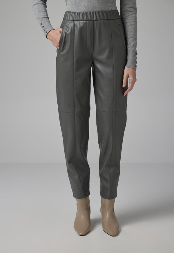 Choice Pu Leather Elasticated Waist Trousers Grey