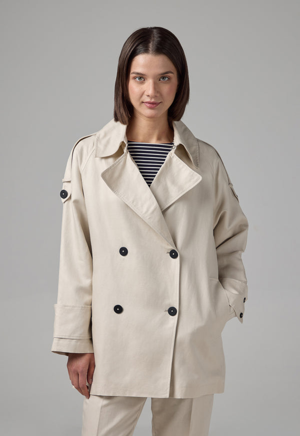 Choice Solid Long Sleeve Trench Coat Sand