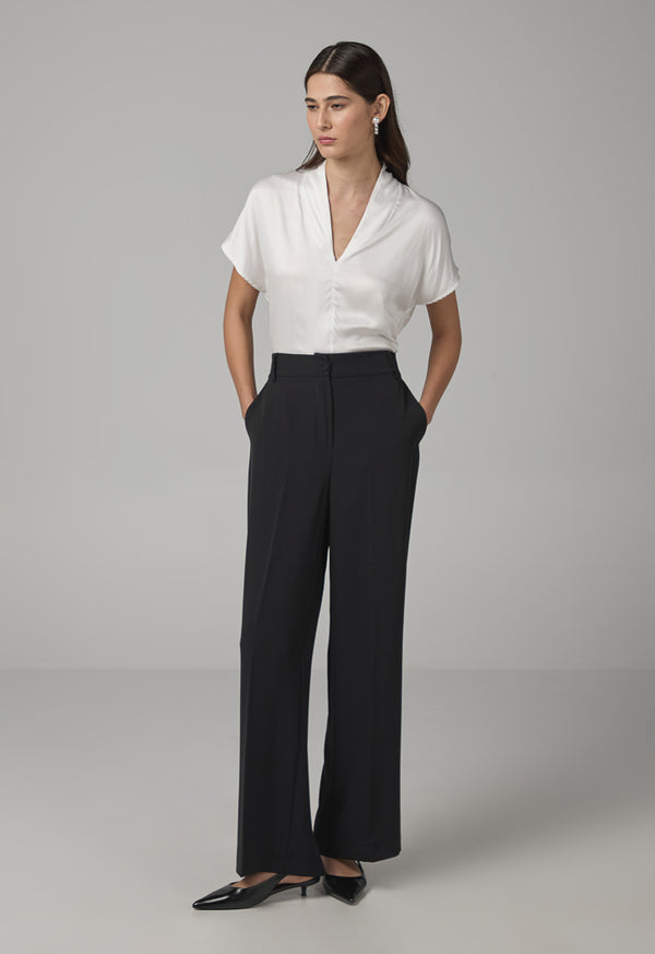 Choice Basic Straight Wide Leg Trousers Black