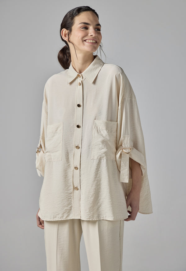 Choice Solid Relaxed Fit Shirt Beige